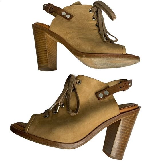 🚨 Rag & Bone Trafford Nubuck Slingback Lace up Peeptoe Booties - Picture 8 of 13